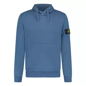 STONE ISLAND BASIC BADGE HOODED SWEATSHIRT AVIO BLUE