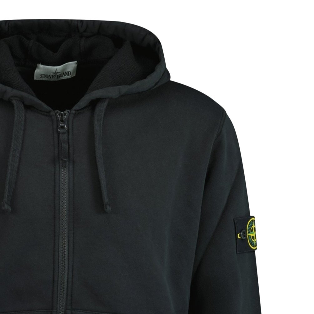 Stone Island Zip Hooded Sweatshirt Black