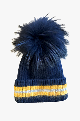 Stripe Pom Pom Hat