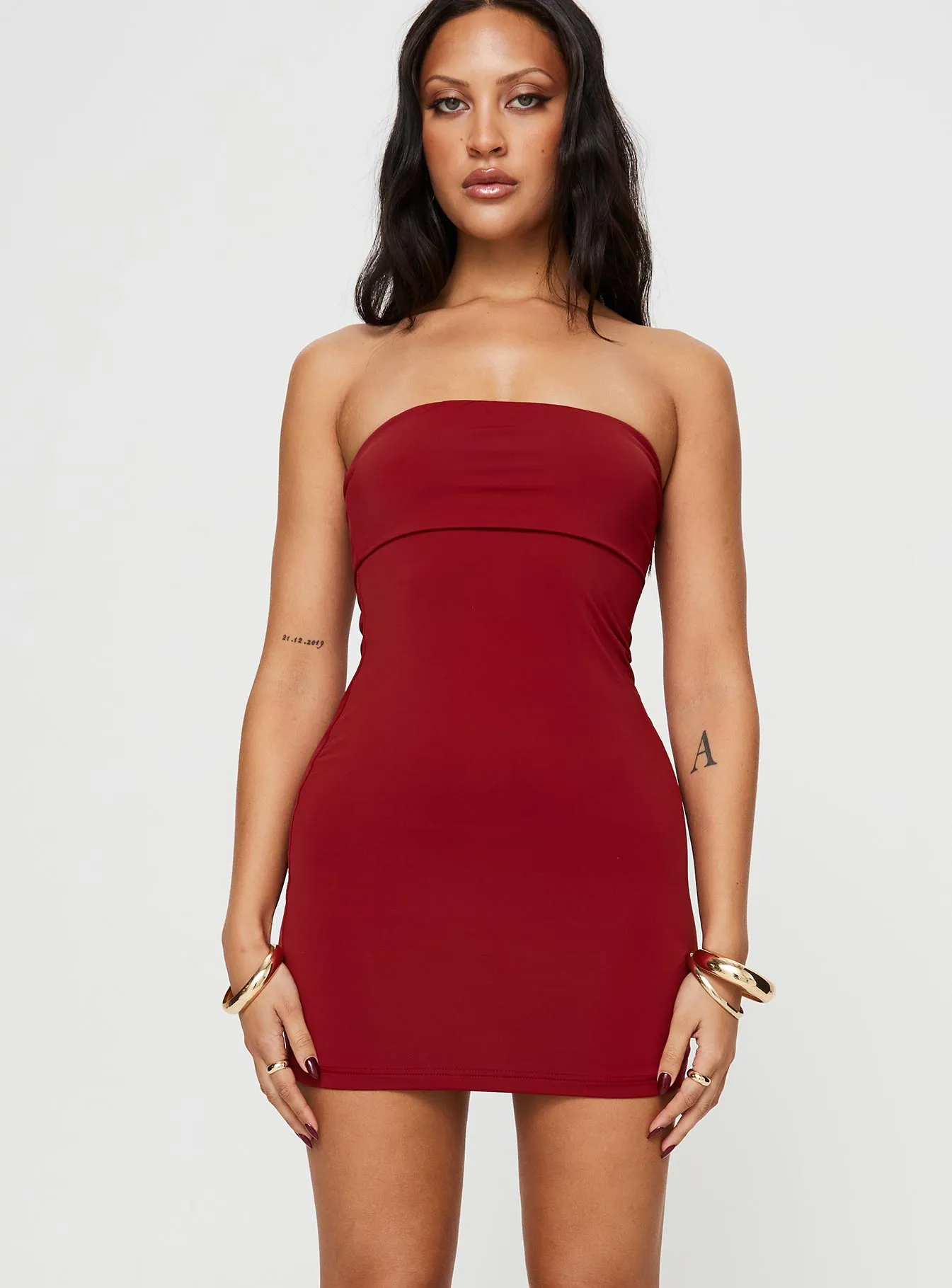 Strutter Strapless Mini Dress Red