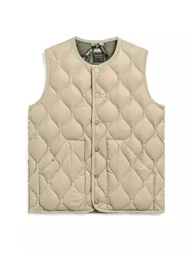 Taion Womens Military Crew Neck Down Vest Soft Shell Grey Beige