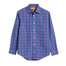 Tallia Boys Navy/Fushia Plaid Dress Shirt_ KZ0021