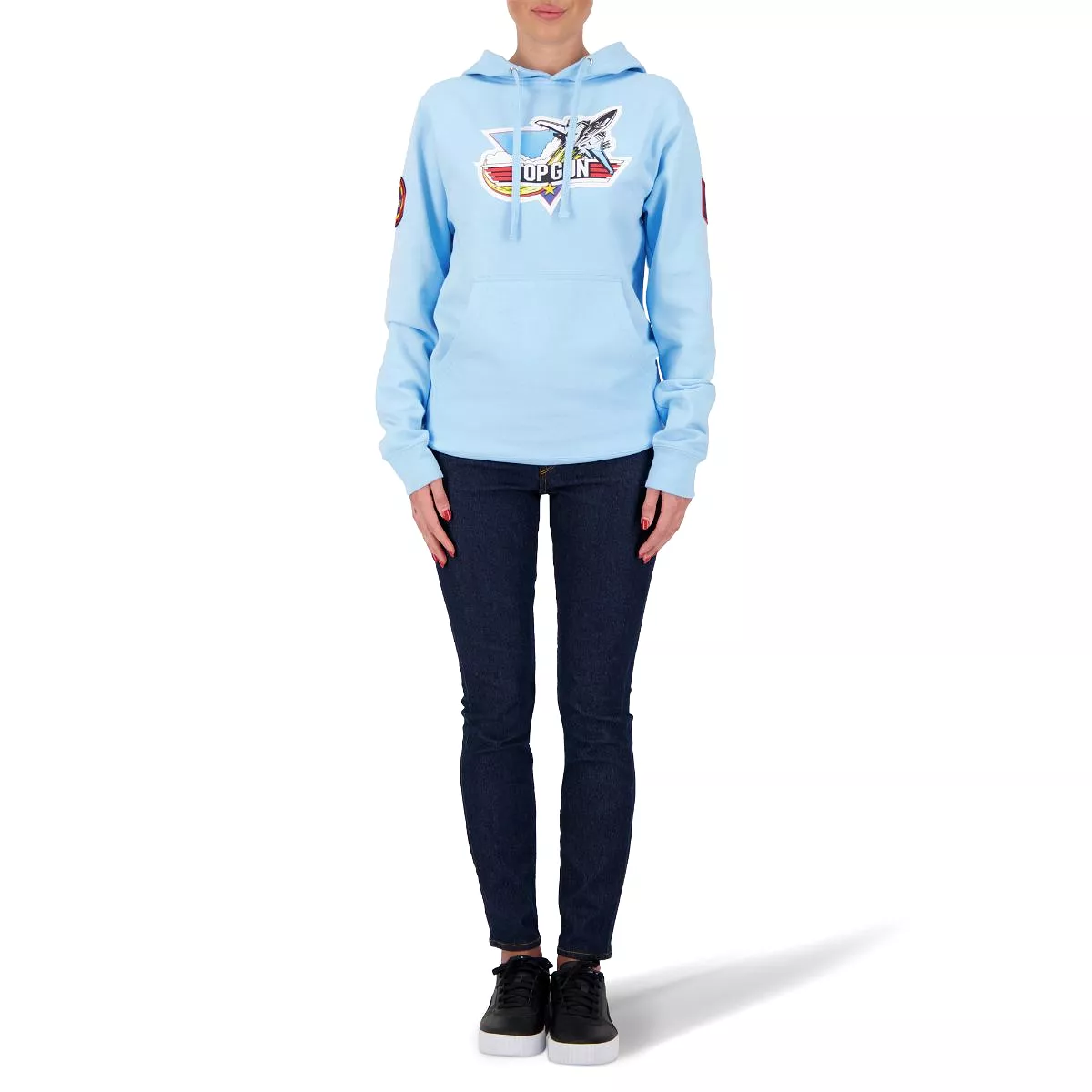 TOP GUN Unisex Retro Logo Hoodie - LIGHT BLUE