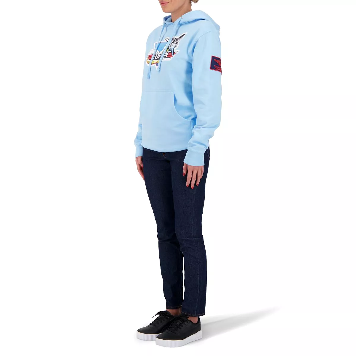 TOP GUN Unisex Retro Logo Hoodie - LIGHT BLUE