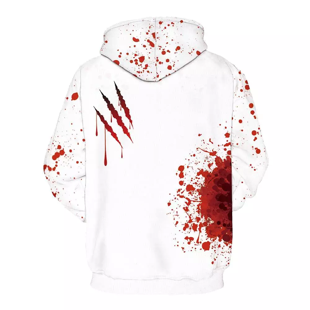 Unisex 3D Print Wound Horror Blood Hoodies Jumper