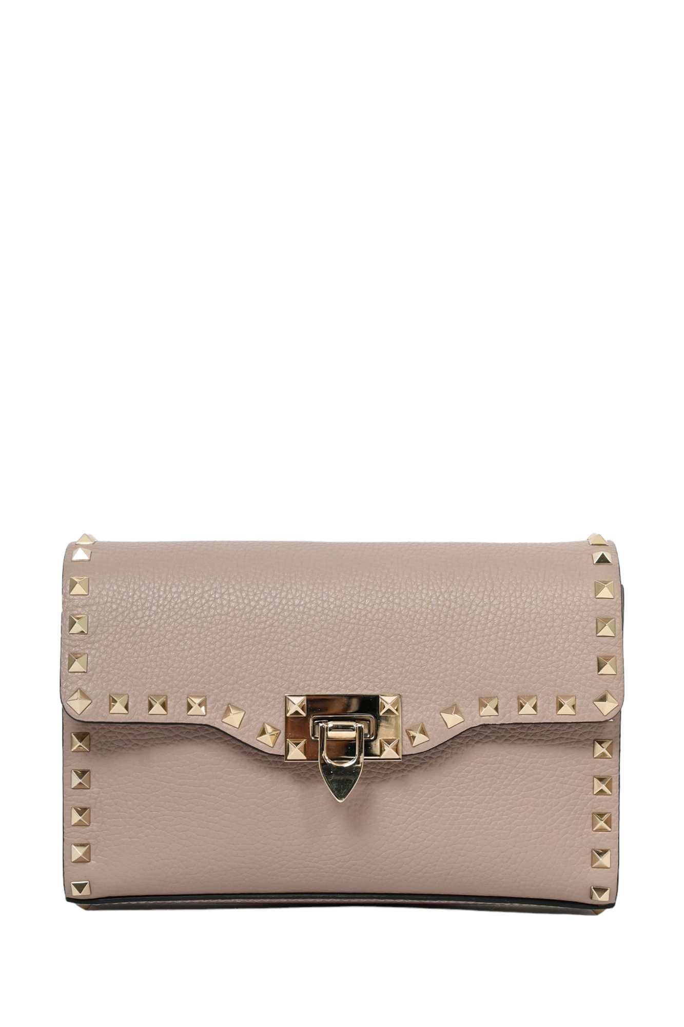 Valentino Taupe Grained Leather Rockstud Medium Crossbody