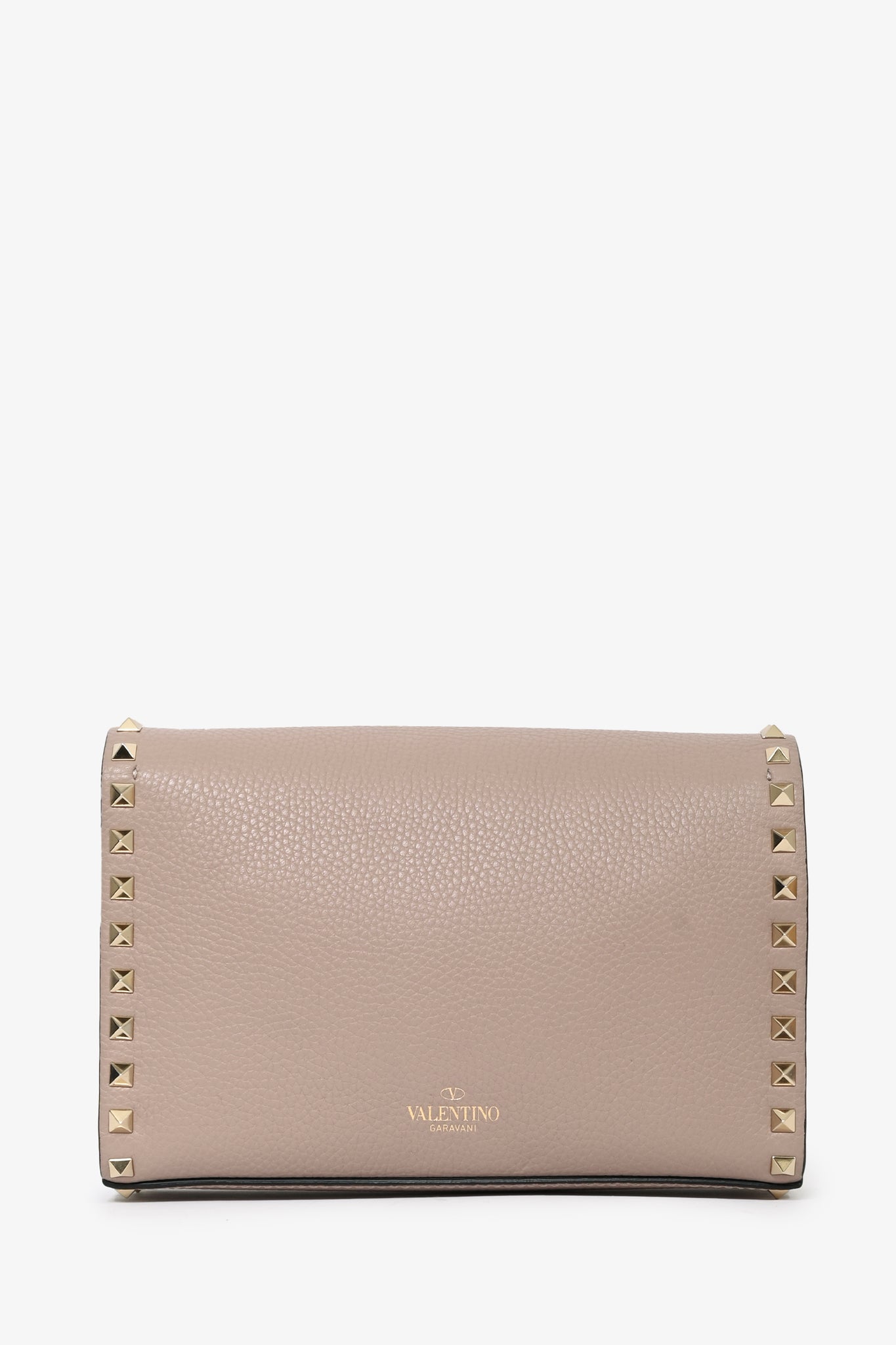 Valentino Taupe Grained Leather Rockstud Medium Crossbody