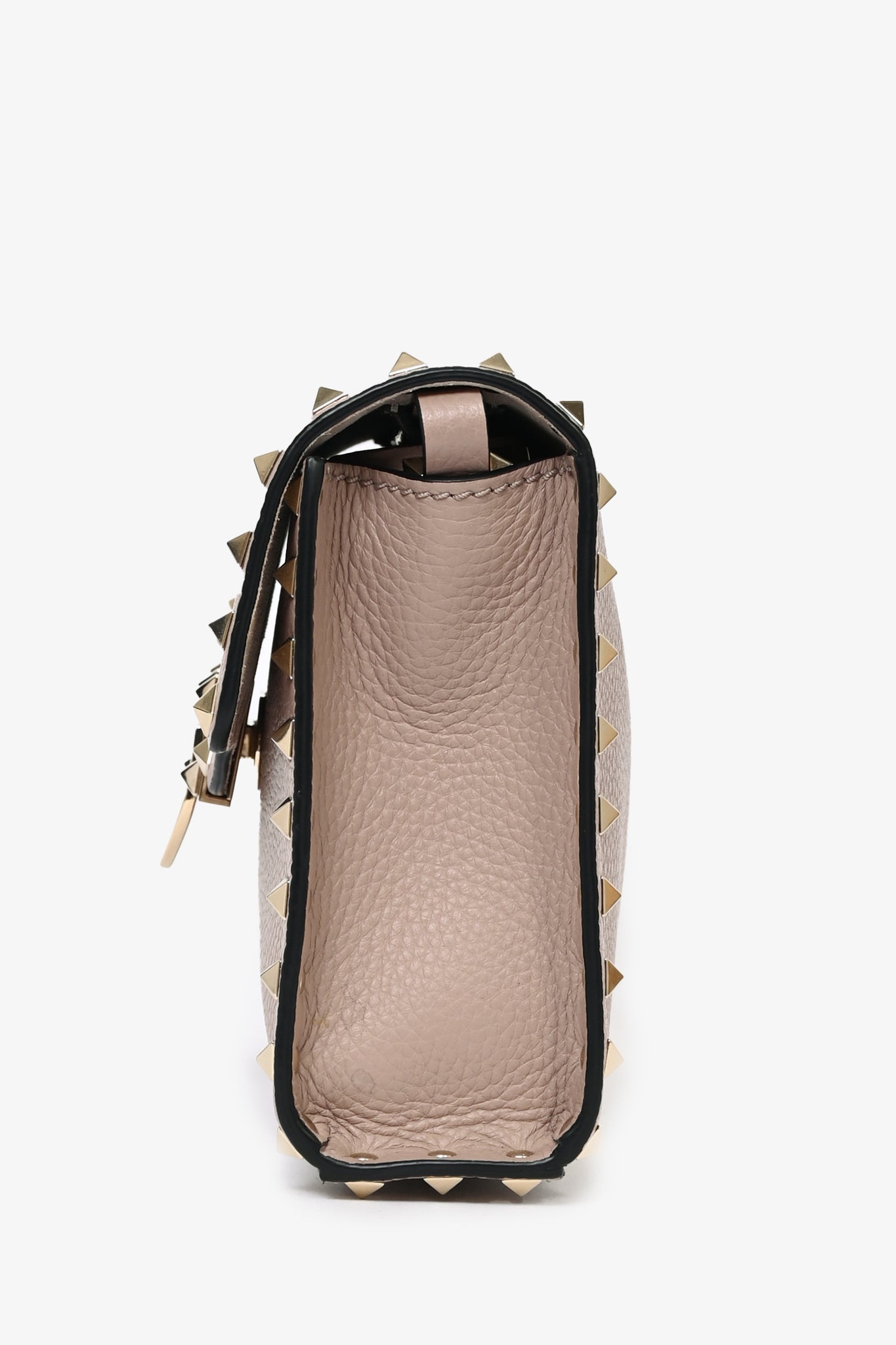 Valentino Taupe Grained Leather Rockstud Medium Crossbody